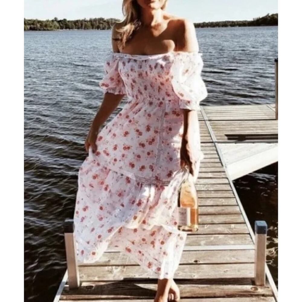 LoveShackFancy x Target Cosette Smocked Pink Floral Dress Sz. M